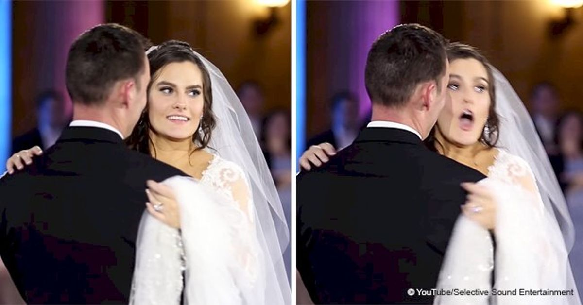 Distorted Bride Bride thinks the dance is ruined but groom turns her around and reveals ...