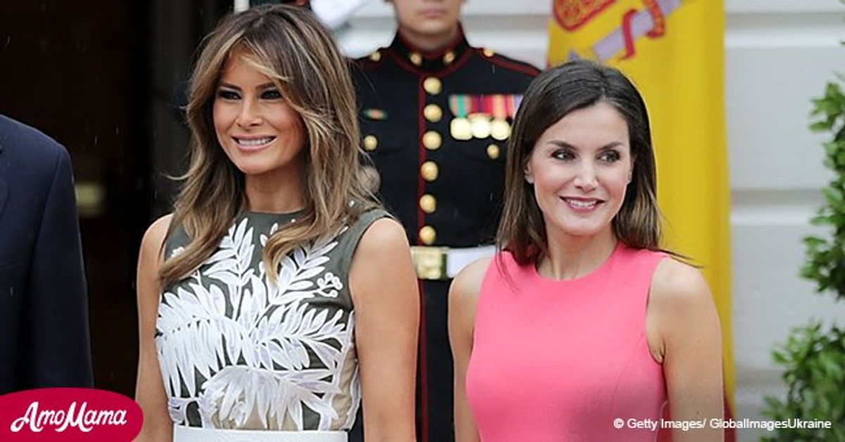 Melania Trump wore chic olive and white Valentino dress to meet Queen