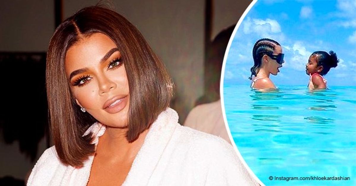 Khloé Kardashian & Her Adorable Daughter True Pose in Blue Waters