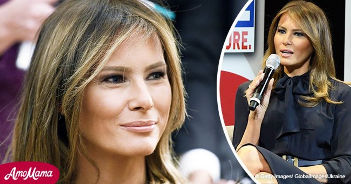 Melania Trump Flaunts Her Model Legs in Navy Blue Dress during 'Be Best