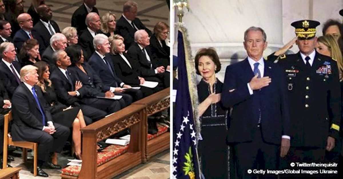 All 5 living US presidents and first ladies attend H.W. Bush's