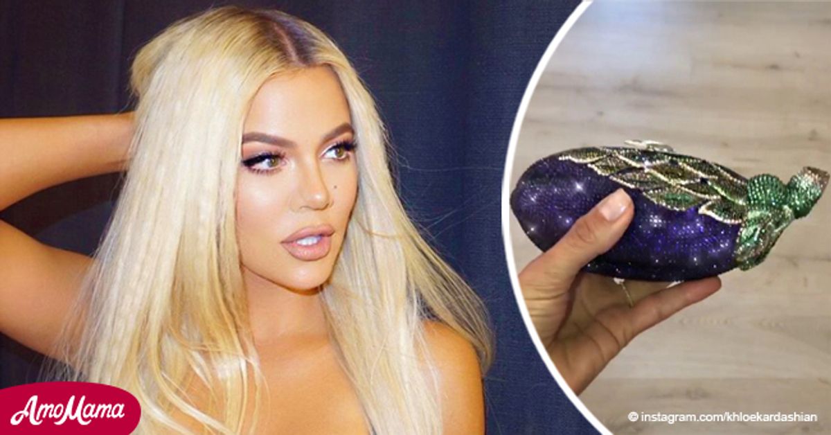 Kim Kardashian Gifts Khloé a CrystalSpangled Eggplant Purse for Her