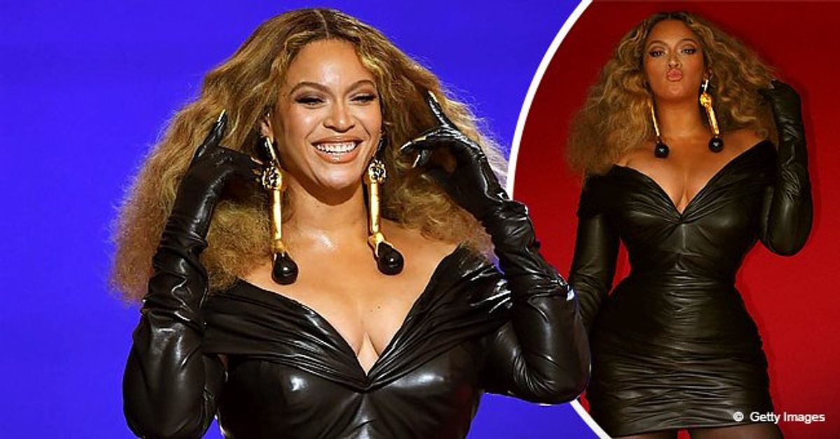 Beyonc Leaves Fans in a Frenzy at the Grammys in Leather Dress & Gloves  With Gold Fingernails