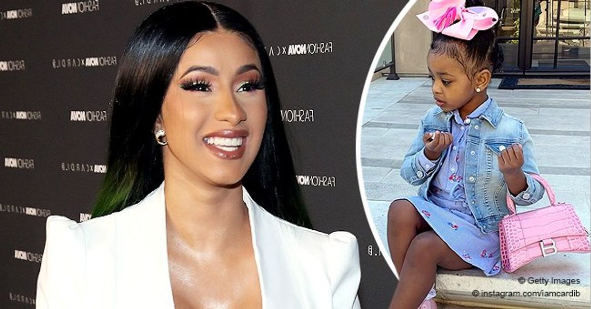 Cardi B's Mini-Me Kulture Looks Cute Posing in a Blue Floral Dress with ...