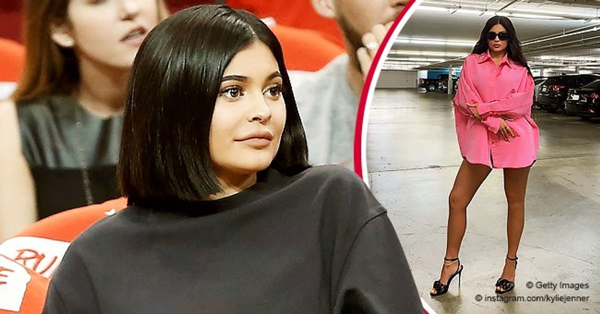 Check Out Kylie Jenner's Slim Legs as She Poses in an Oversized Pink ...