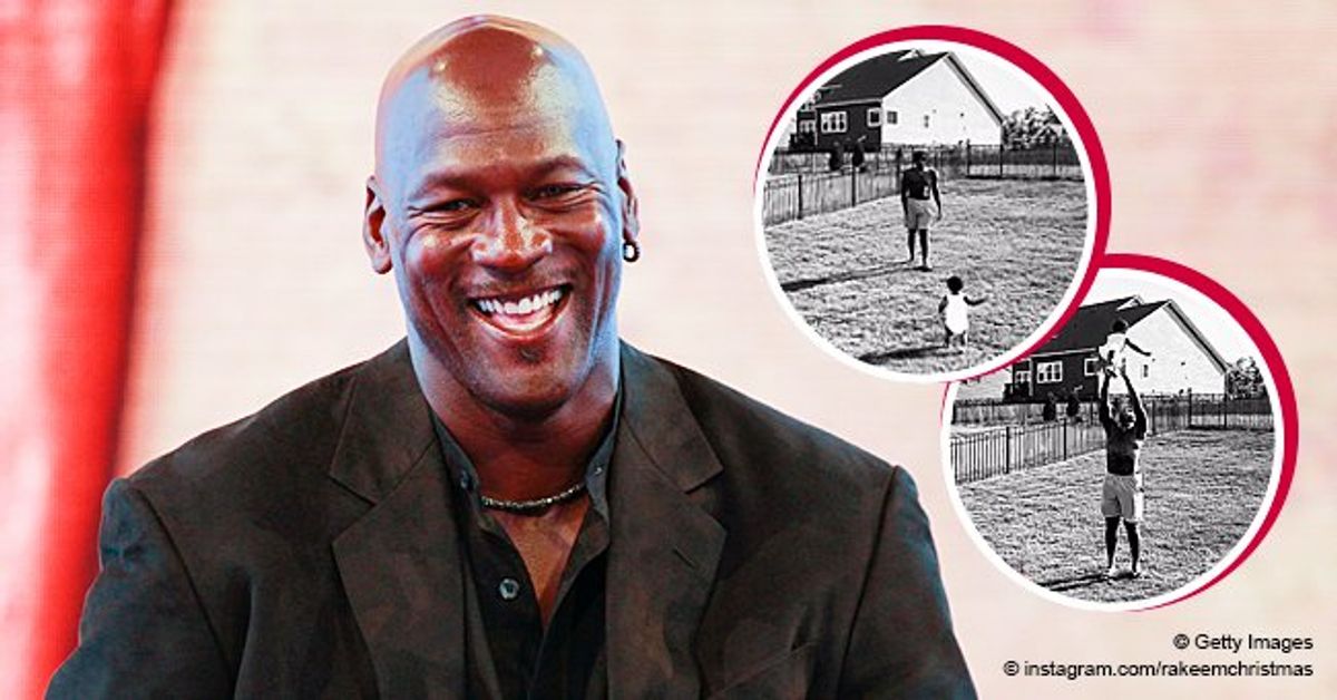 Michael Jordan's Grandson Walks on a Field of Grass to His Dad, Rakeem Christmas, in Sweet Pic