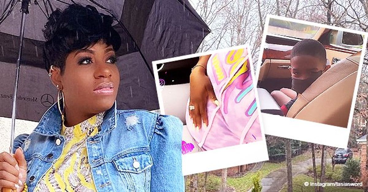Pregnant Fantasia Shows Belly Sitting In A Car In A Purple Top While Out To Eat With Son Dallas