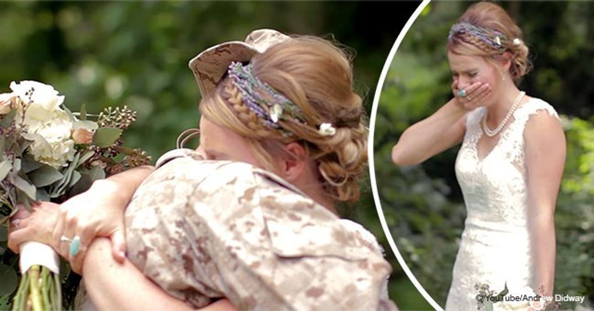 Marine surprises his sister on her wedding day in emotional video(02)