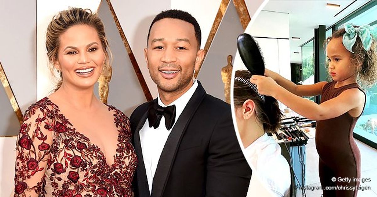 Chrissy Teigen's LookAlike Daughter Luna Looks Cute Styling Hair with