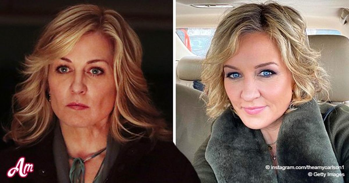 Amy Carlson Packs on the Glam in Full Makeup While Posing for a Car Selfie