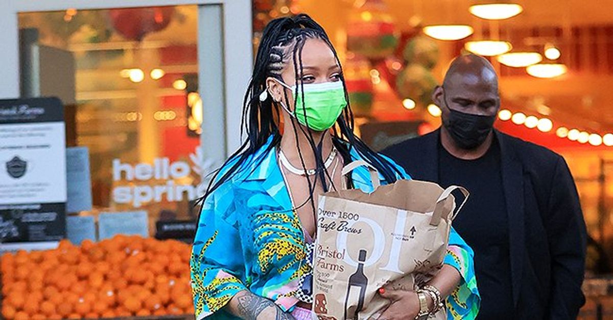 Rihanna Wears Open Jacket and Pearls to Grocery-Shop in NYC