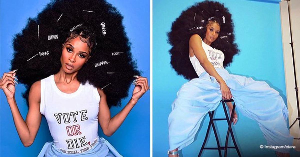 Ciara Participated Poses in Huge Afro and Fancy Hair Clips in Photo ...