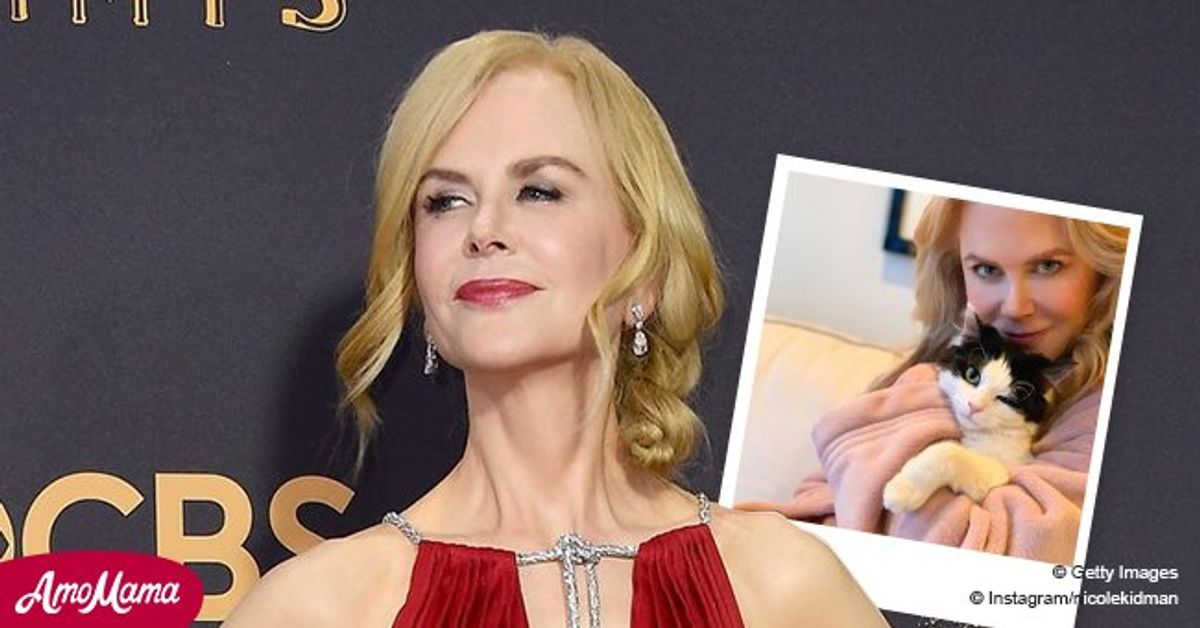 Nicole Kidman Looks Ageless in a Bathrobe Posing on a Couch with Her