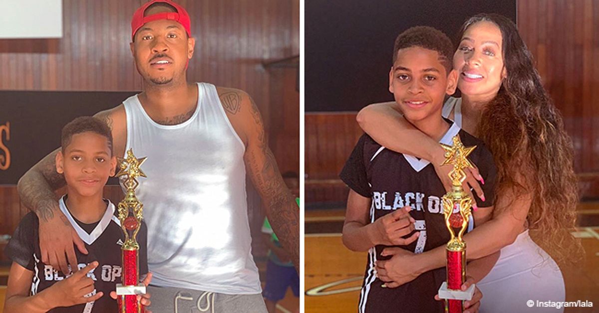 Proud Parents La La & Carmelo Anthony Pose With Son Kiyan After ...