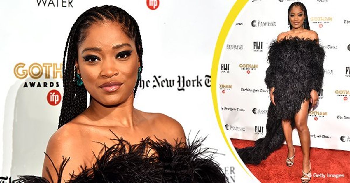 Keke Palmer from GMA Bares Shoulders & Legs in Black Feathered Dress on