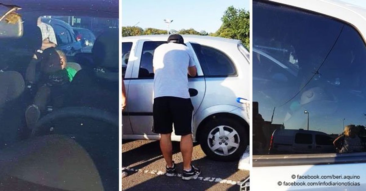 Dramatic rescue of baby left for hours in hot car while parents went ...