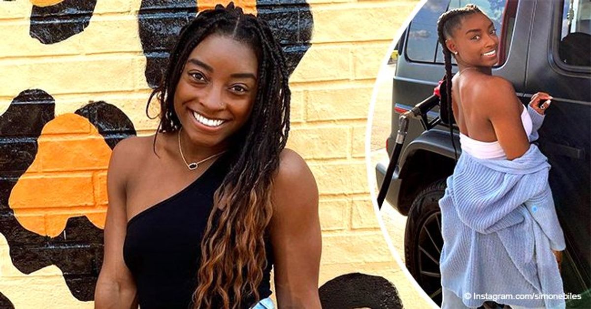 Simone Biles Stuns in a Photo Showing off Her Back in a White Tube Top ...