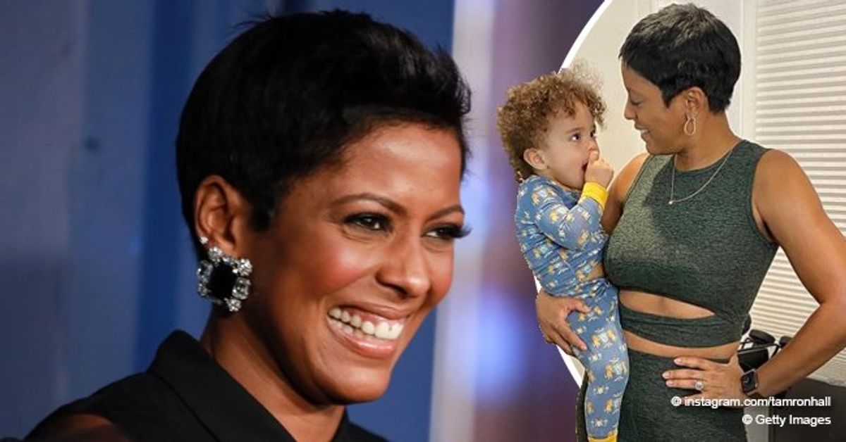 Tamron Hall Carries Son Moses as She Shows off Her Fit Figure in a Gray