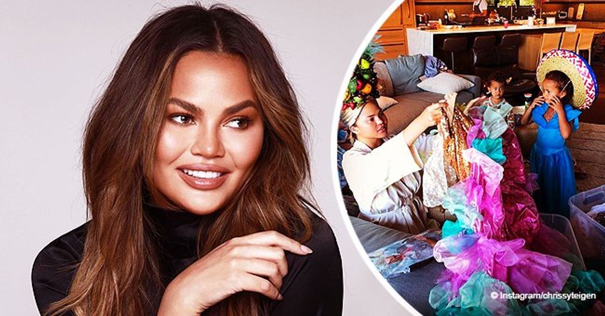 Chrissy Teigen and Her Kids Luna and Miles Do Spring Cleaning and Wear
