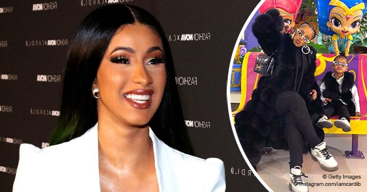 Cardi B & Adorable Daughter Kulture Pose In Twinning Black & White ...