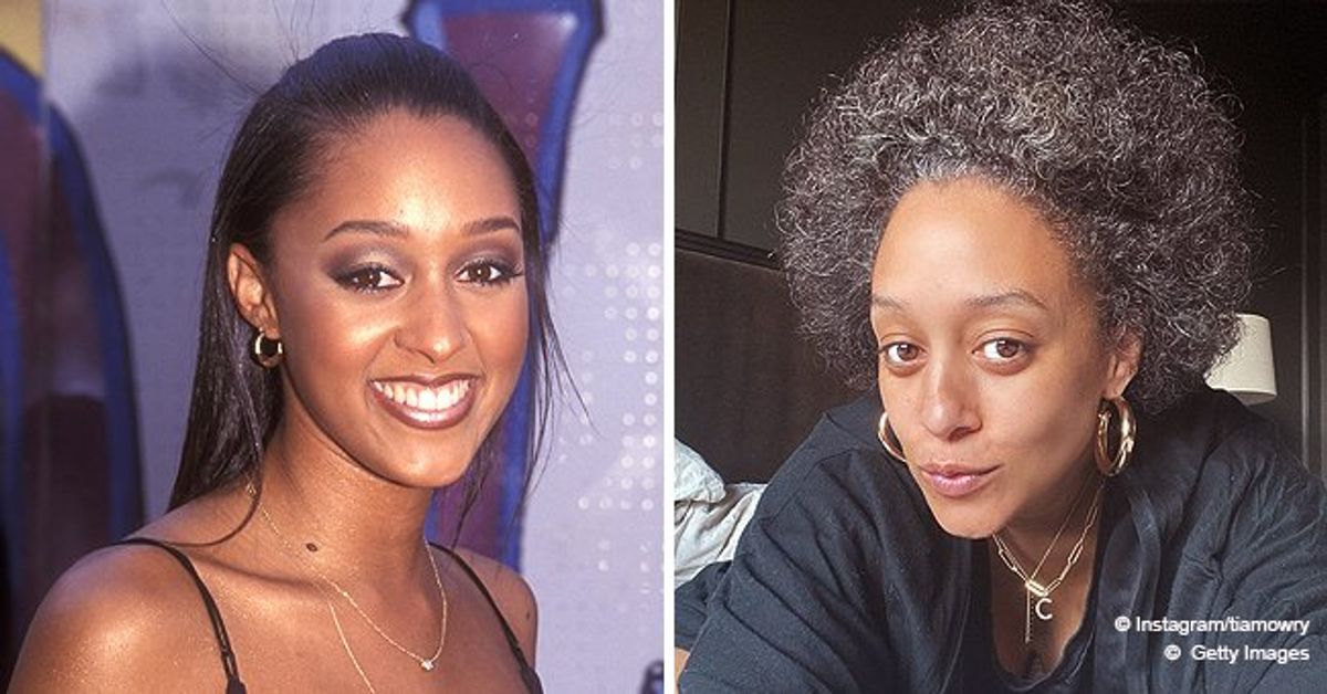 Tia Mowry Shows off Her Growing Natural Gray Afro in a Cool MakeupFree