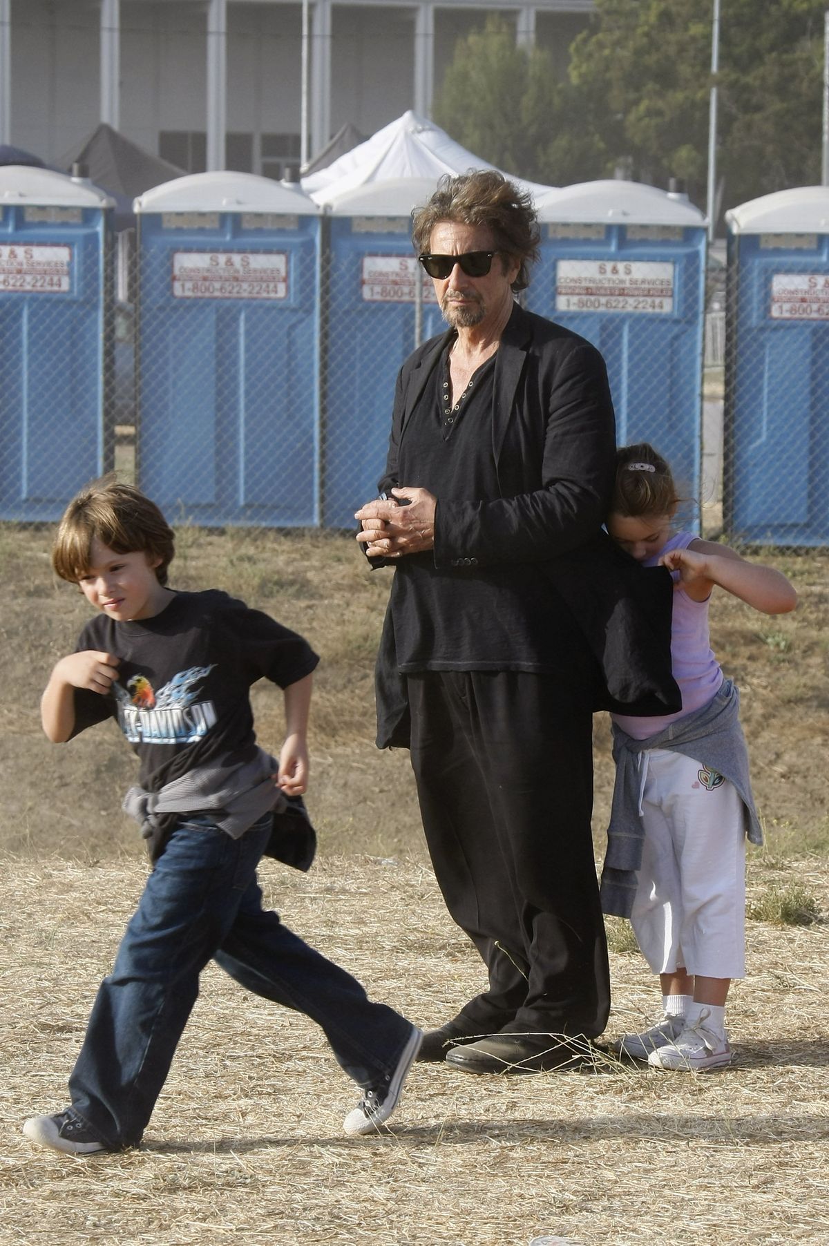 Al Pacino and his twin children Anton James and Olivia Rose Pacino attends the Malibu Fair on August 31, 2008, in Malibu, California.