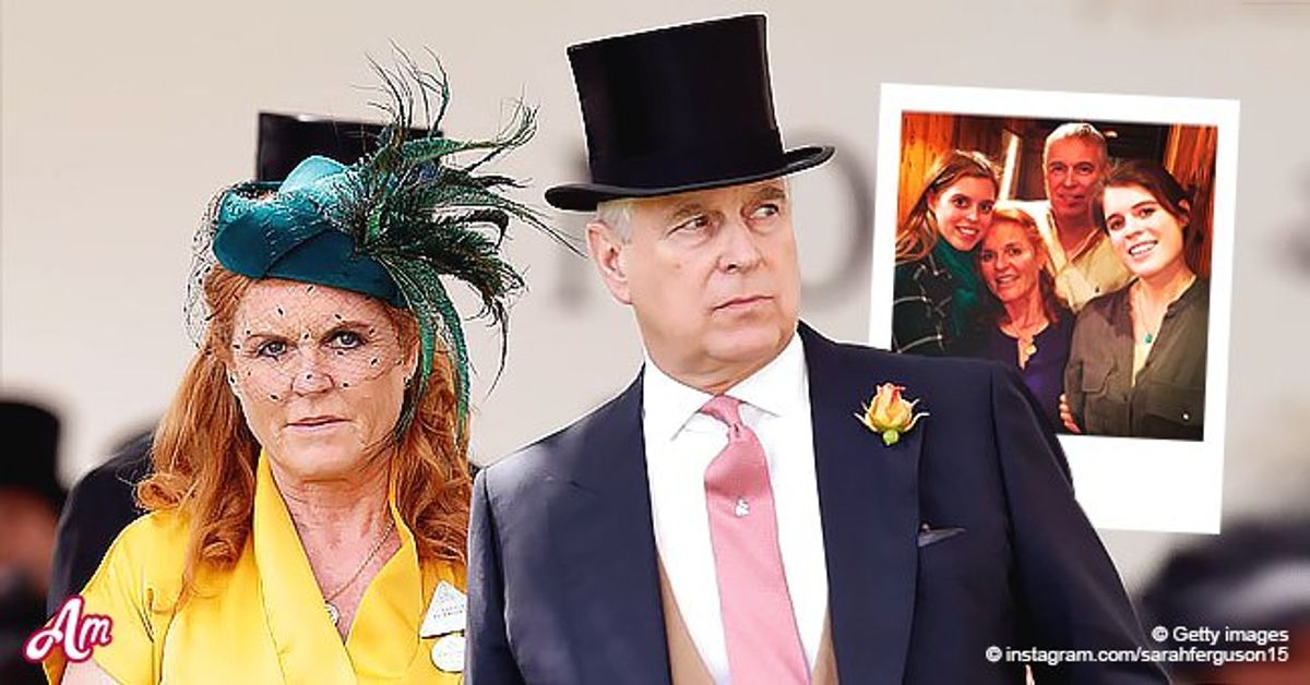 Sarah Ferguson Poses with Ex Prince Andrew and Daughters Eugenie(01)
